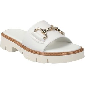 Leather Slide Sandal White Leather.  US 7